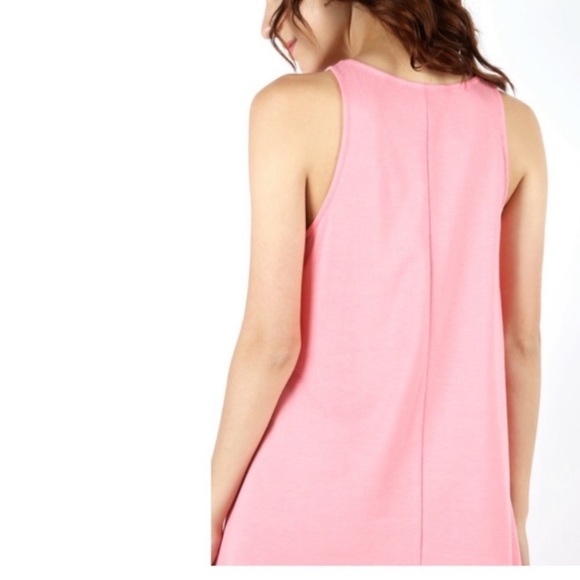 NWOT Zenana Outfitters Pink Handkerchief Dress Size Medium - Picture 3 of 8